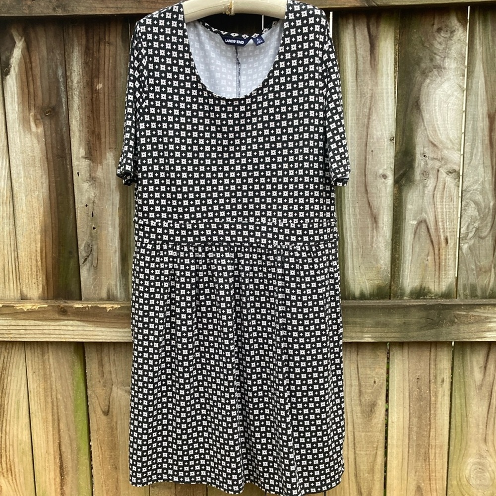 Lands’ End cotton blend black dress